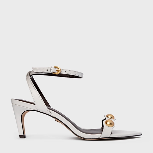 Sandália Balls Salto Fino Couro Branco