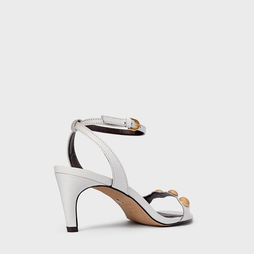 Sandália Balls Salto Fino Couro Branco