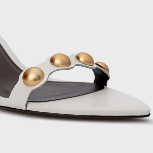 Sandália Balls Salto Fino Couro Branco