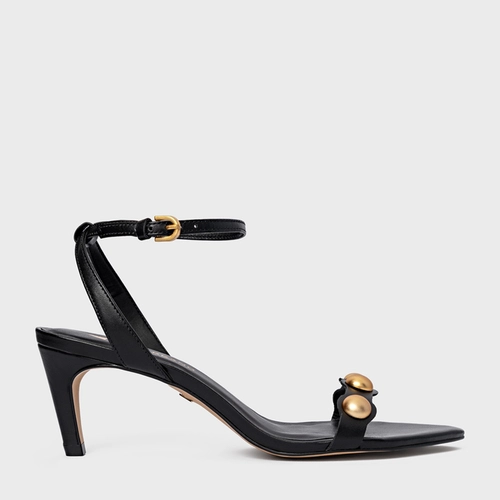 Sandália Balls Salto Fino Couro Preto