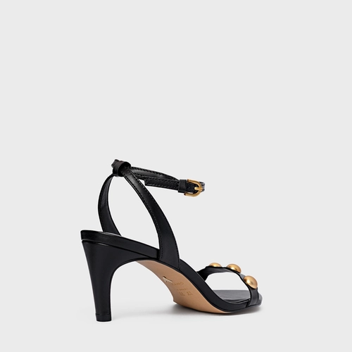 Sandália Balls Salto Fino Couro Preto