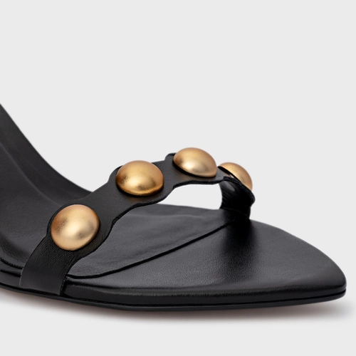 Sandália Balls Salto Fino Couro Preto