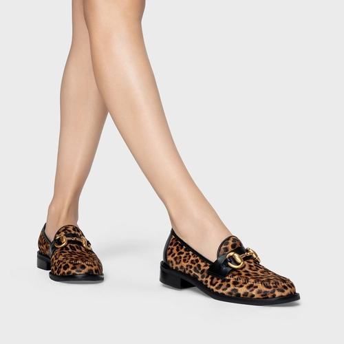 Loafer Bridão Salto Bloco Pelo Animal Print Honey