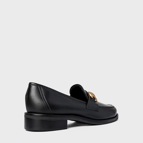Loafer Bridão Salto Bloco Couro Preto