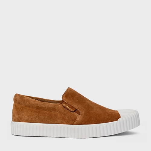 Tênis Slip On Kicks Couro Suede Marrom Saddle
