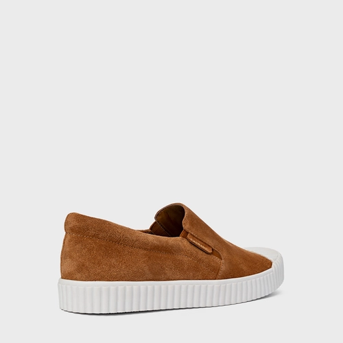Tênis Slip On Kicks Couro Suede Marrom Saddle