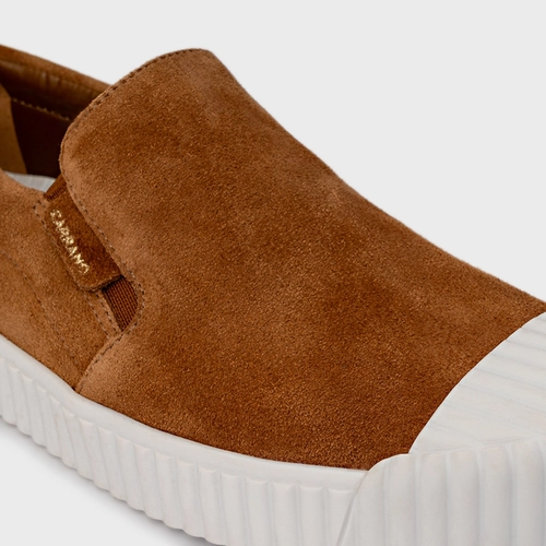 Tênis Slip On Kicks Couro Suede Marrom Saddle