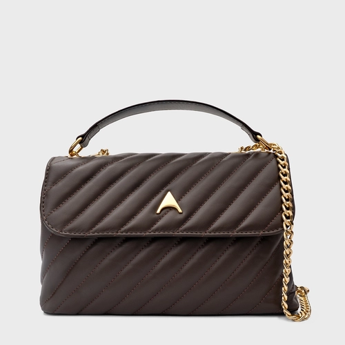 Bolsa Tiracolo Liza Média Couro Marrom Dark Brown