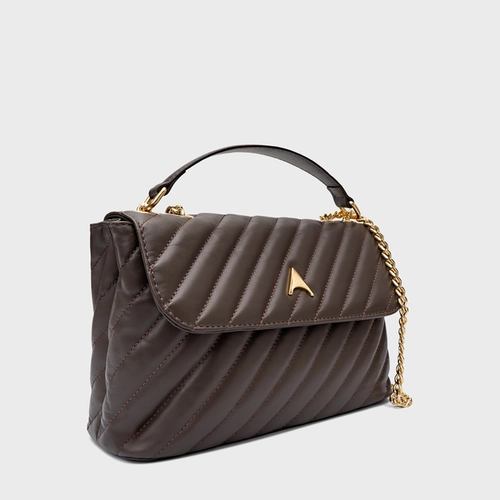 Bolsa Tiracolo Liza Média Couro Marrom Dark Brown