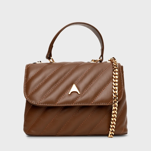 Bolsa Tiracolo Liza Pequena Couro Marrom Saddle