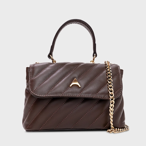 Bolsa Tiracolo Liza Pequena Couro Marrom Dark Brown