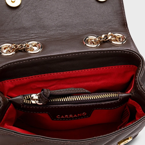 Bolsa Tiracolo Liza Pequena Couro Marrom Dark Brown