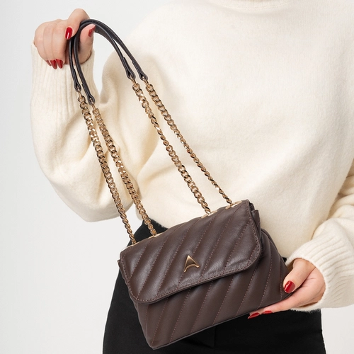 Bolsa Tiracolo Liza Pequena Couro Marrom Dark Brown