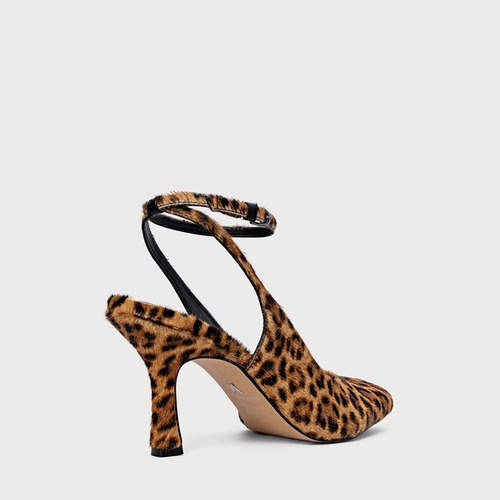 Scarpin Slingback Blown Salto Fino Pelo Animal Print Honey