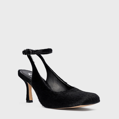 Scarpin Slingback Blown Salto Fino Pelo Preto