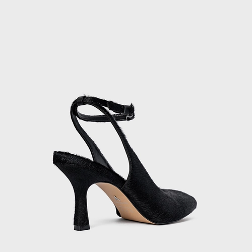 Scarpin Slingback Blown Salto Fino Pelo Preto
