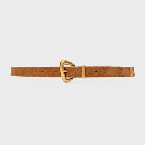 Cinto Western Buckle Fino Couro Suede Marrom Saddle