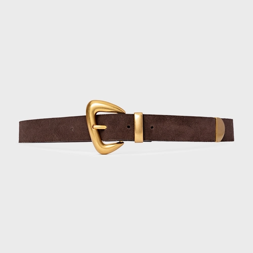 Cinto Western Buckle Médio Couro Suede Marrom Ganache