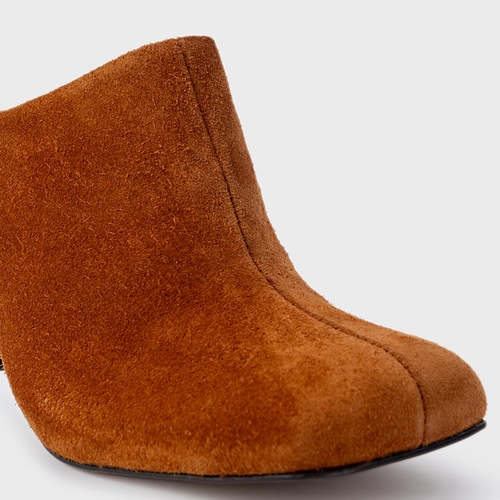Mule Blown Salto Fino Couro Suede Marrom Ferrugem