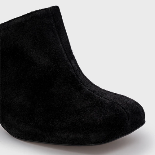 Mule Blown Salto Fino Couro Suede Preto