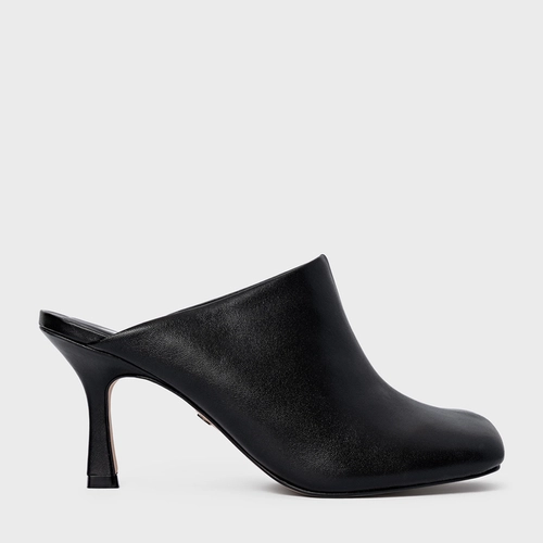 Mule Blown Salto Fino Couro Preto