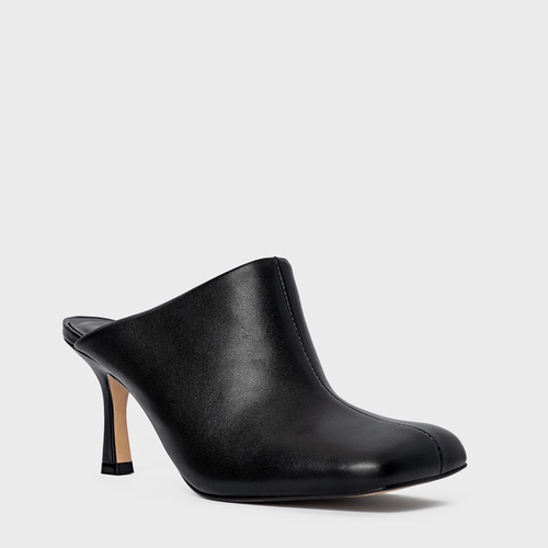 Mule Blown Salto Fino Couro Preto