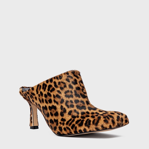 Mule Blown Salto Fino Pelo Animal Print Honey
