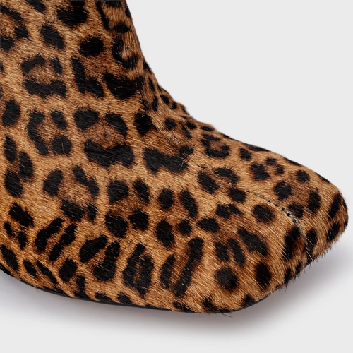 Mule Blown Salto Fino Pelo Animal Print Honey