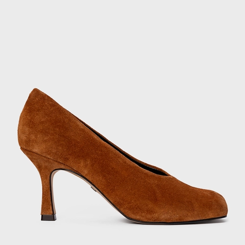 Scarpin Blown Salto Fino Couro Suede Marrom Ferrugem