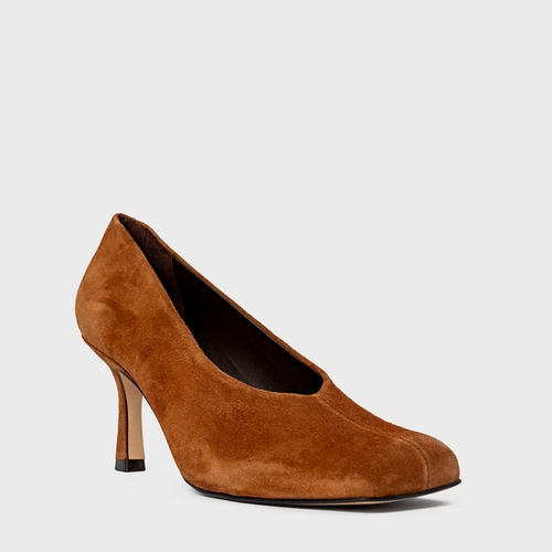 Scarpin Blown Salto Fino Couro Suede Marrom Ferrugem