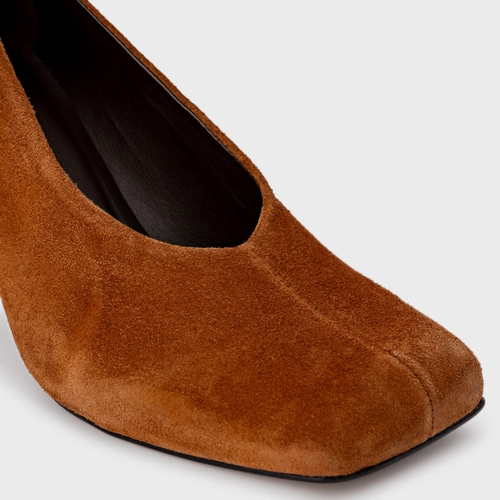 Scarpin Blown Salto Fino Couro Suede Marrom Ferrugem