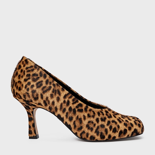 Scarpin Blown Salto Fino Pelo Animal Print Honey
