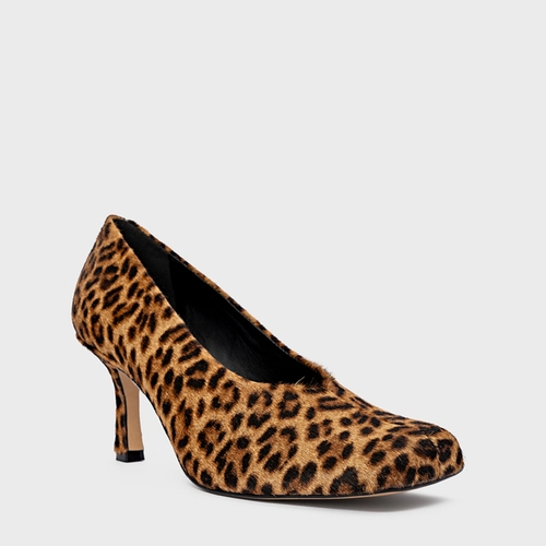 Scarpin Blown Salto Fino Pelo Animal Print Honey