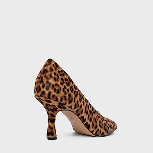 Scarpin Blown Salto Fino Pelo Animal Print Honey