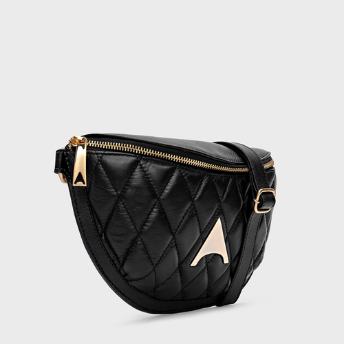 Bolsa Pochete Tiracolo Rhaica Média Couro Preto