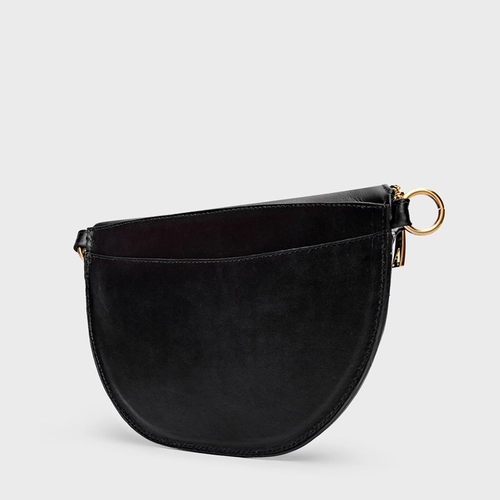 Bolsa Pochete Tiracolo Rhaica Média Couro Preto