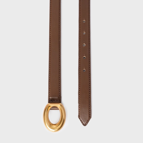 Cinto Dual Fino Couro Marrom Brownie
