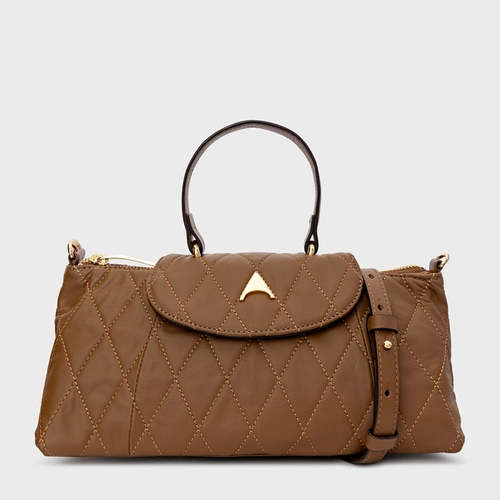 Bolsa Tiracolo Marga Média Couro Marrom Saddle