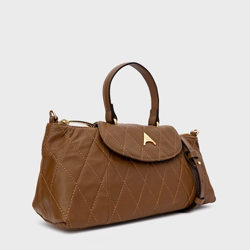 Bolsa Tiracolo Marga Média Couro Marrom Saddle