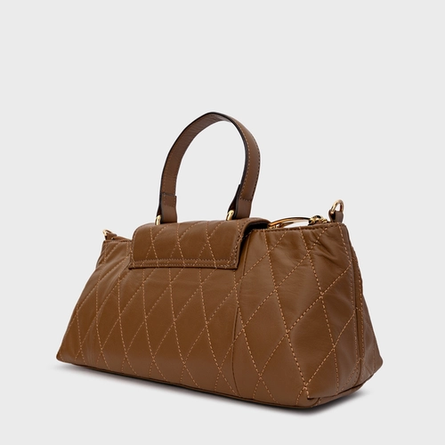 Bolsa Tiracolo Marga Média Couro Marrom Saddle