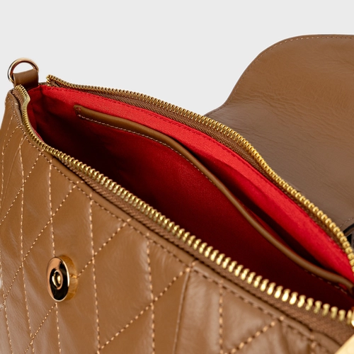 Bolsa Tiracolo Marga Média Couro Marrom Saddle