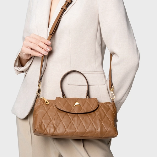 Bolsa Tiracolo Marga Média Couro Marrom Saddle