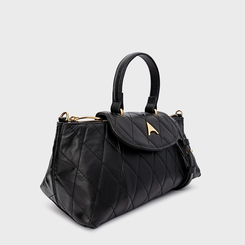 Bolsa Tiracolo Marga Média Couro Preto