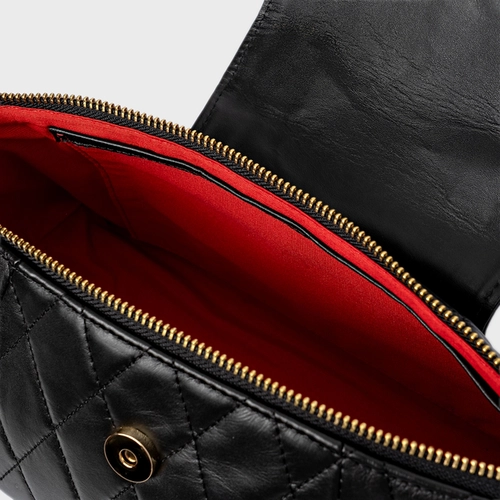 Bolsa Tiracolo Marga Média Couro Preto