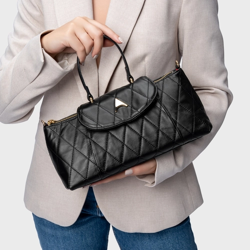 Bolsa Tiracolo Marga Média Couro Preto