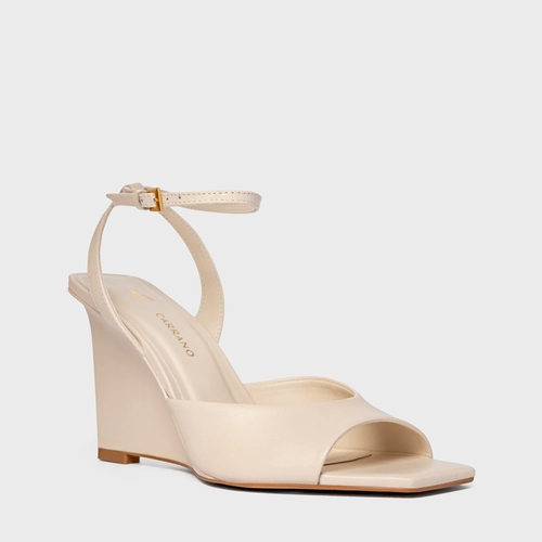 Sandália Heritage Salto Anabela Couro Off White Cotton