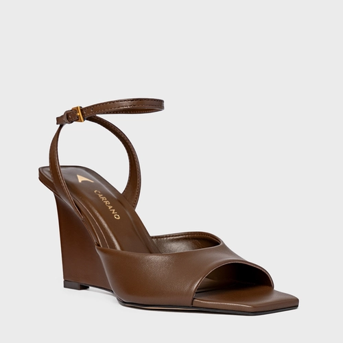 Sandália Heritage Salto Anabela Couro Marrom Brownie