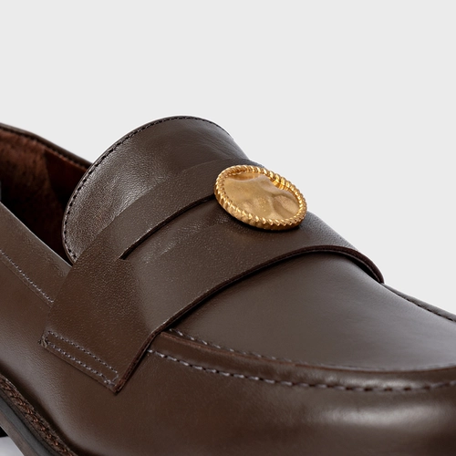 Loafer Coin Couro Marrom Dark Brown