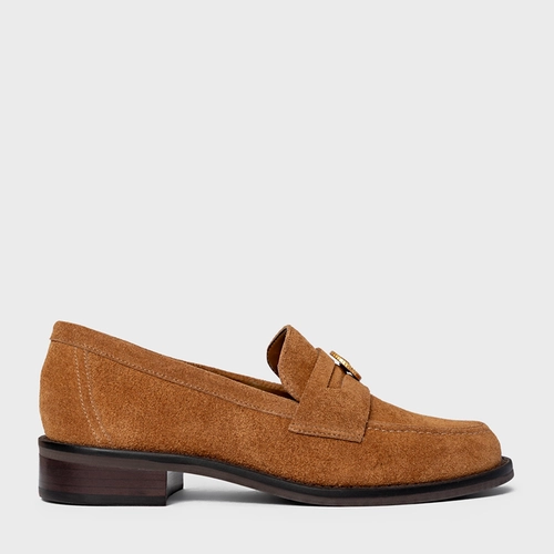 Loafer Coin Couro Suede Marrom Saddle