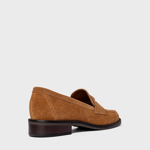 Loafer Coin Couro Suede Marrom Saddle